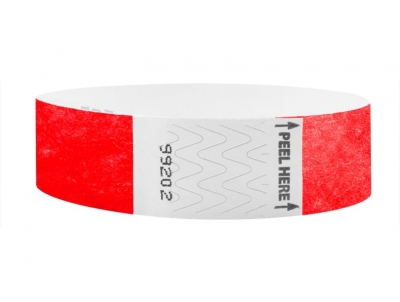 19mm Litter Free Tyvek Wristbands - Neon Red