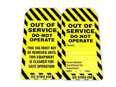 Pre Printed 'Out Of Service' Lockout Tags