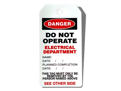 Pre Printed 'Electrical Department' Lockout Tags