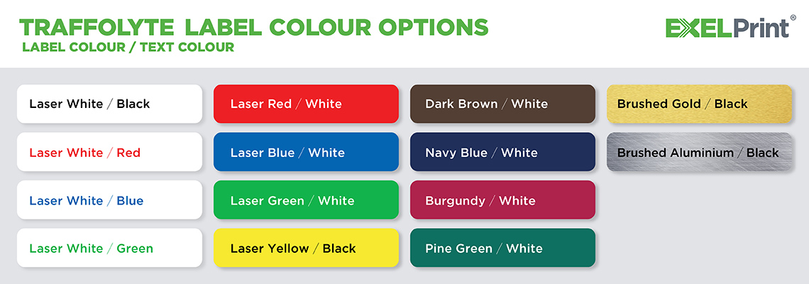 Traffolyte Label Colour Options Australia